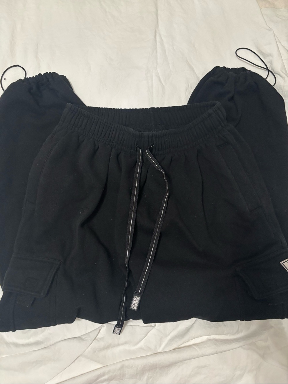 Black Women's Cargo Lounge Shorts with Drawstring Waist